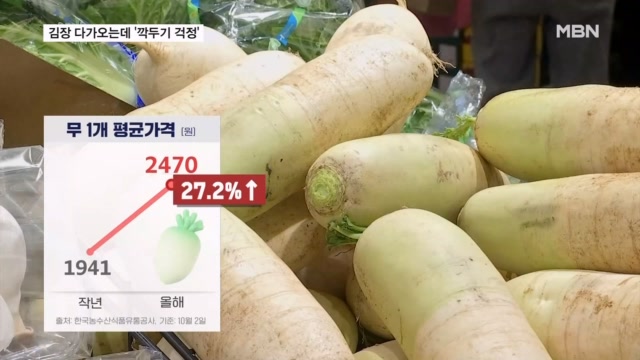 Radish prices displayed at Seoul market during October 2026