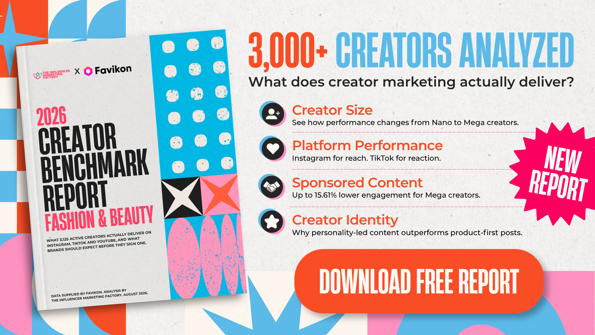 Infographic from the 2026 Creator Benchmark Report showing engagement data for beauty creators