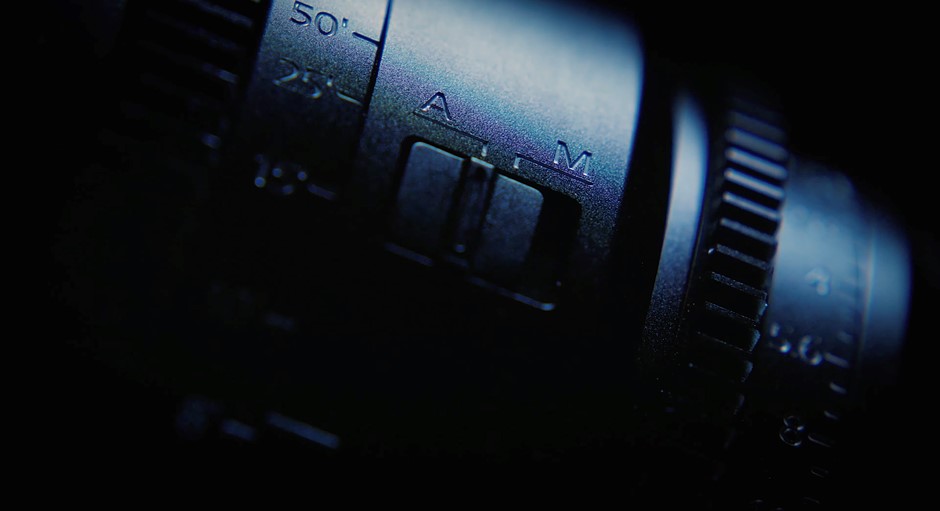 Nikon cinema lens teaser image showing AF switch detail