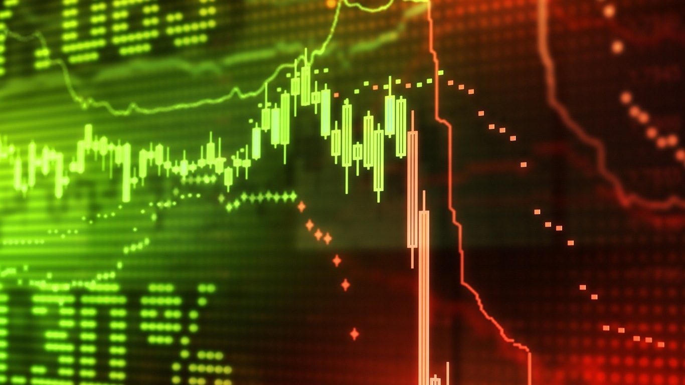 Stock market chart showing downward trend for enterprise software