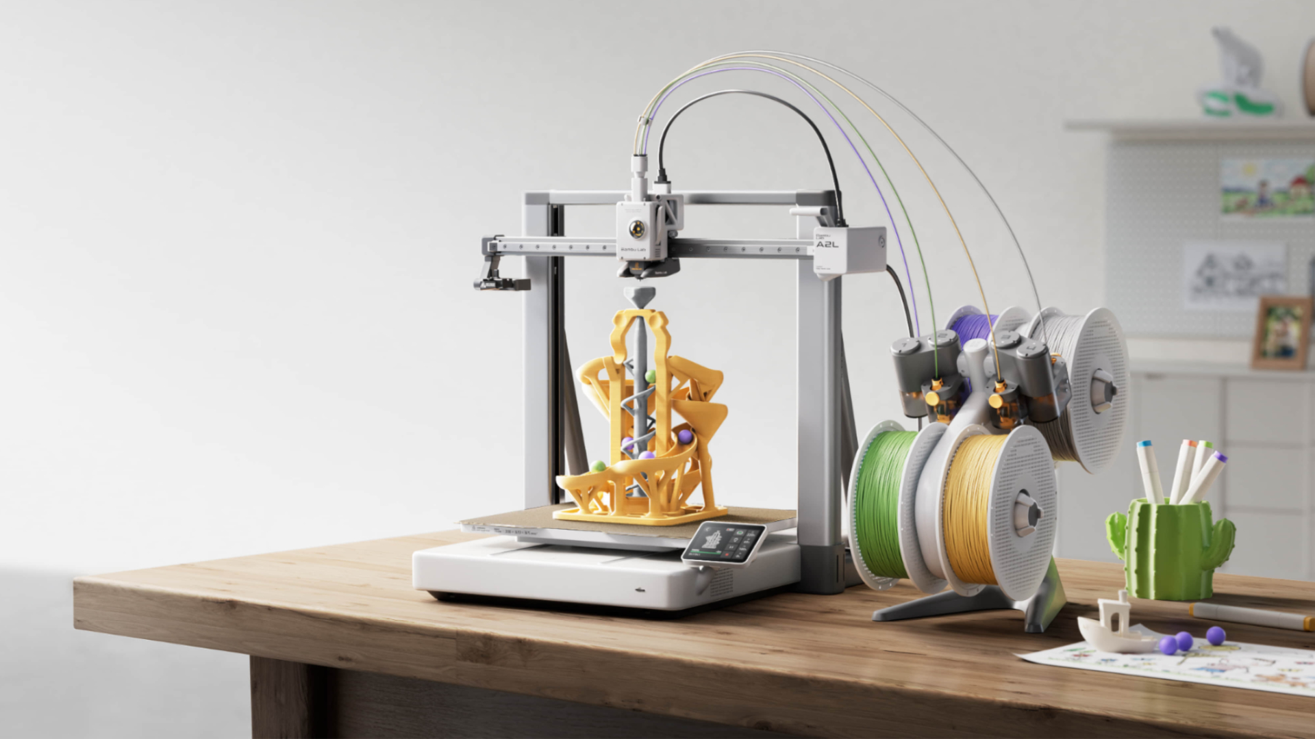 Bambu Lab A2L desktop 3D printer with compact build chamber