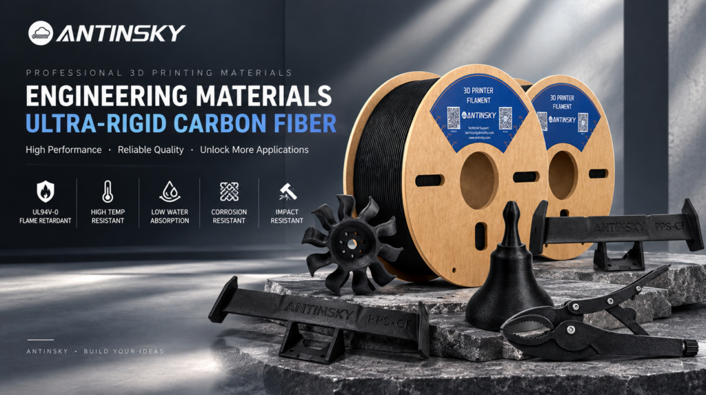 ANTINSKY's new lineup of specialized 3D printing materials including dental resins and high-temp polymers