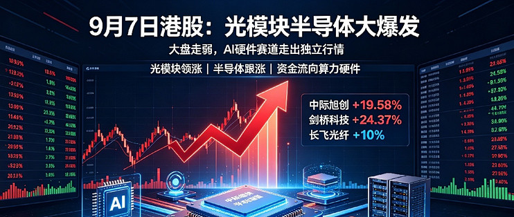 9月7日港股大爆发！光模块、半导体走出独立行情
