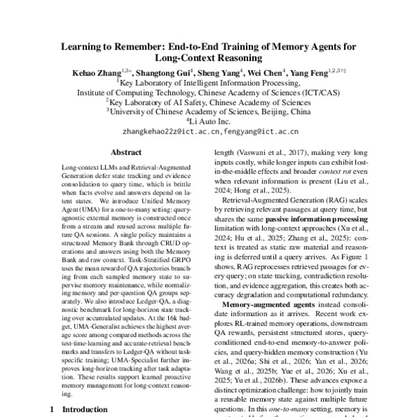 ACL Anthology paper thumbnail for Learning to Remember