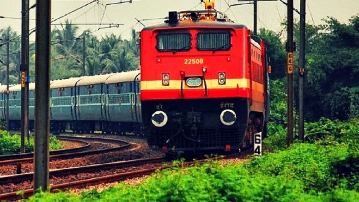Festival special trains arriving at a crowded platform
