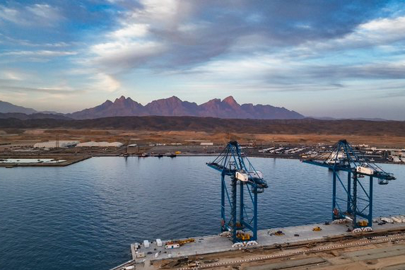 Aerial concept image of NEOM's The Line project in Saudi Arabia