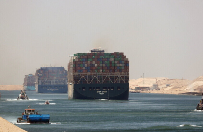 Suez Canal container ship transit
