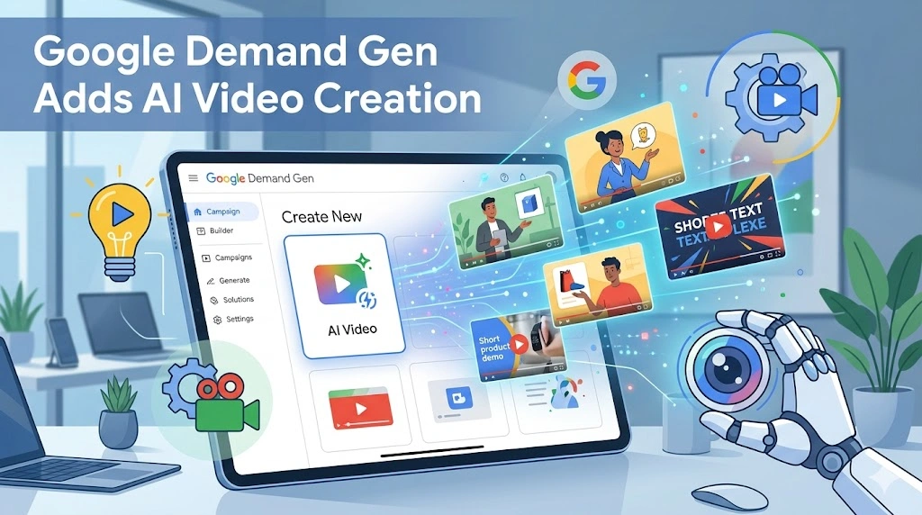Screenshot showing Google's new AI video creation interface within Demand Gen campaigns