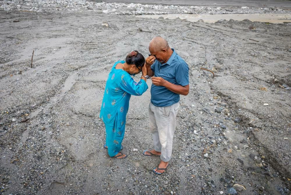 Damaged houses following flash floods in Devighat, Nepal