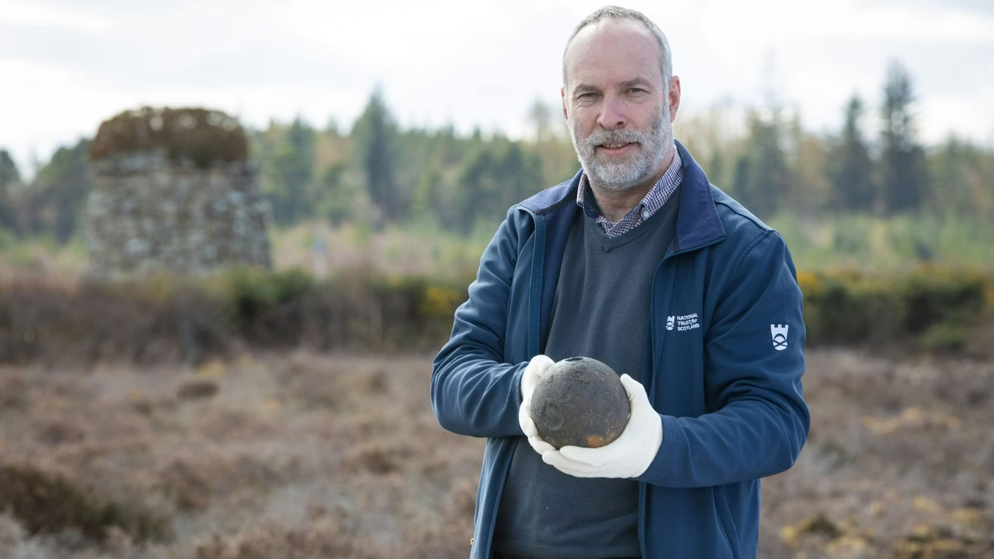 Undetonated mortar shell recovered from Scotland's Culloden Battlefield by researchers from the National Trust for Scotland and University of Glasgow