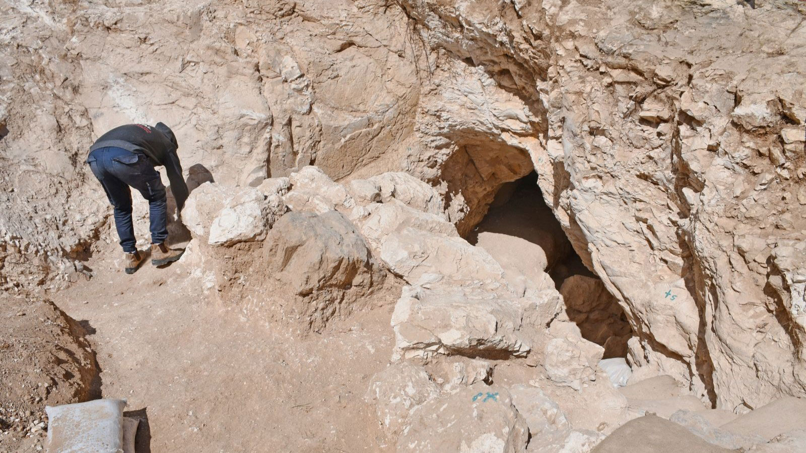Entrance to the newly uncovered ancient tunnel beneath Jerusalem