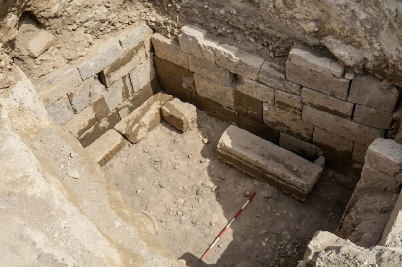 Etruscan tomb excavated at ancient Vulci, Italy