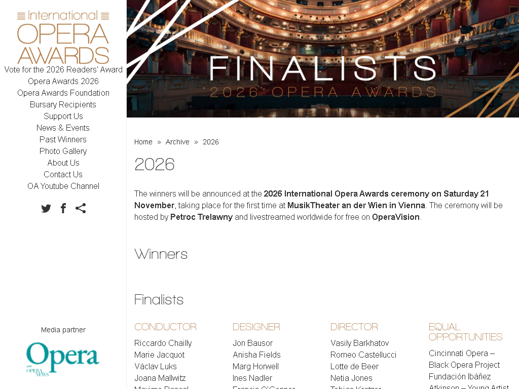 International Opera Awards promotional graphic