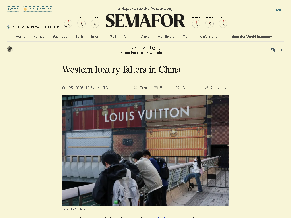 Western luxury falters in China