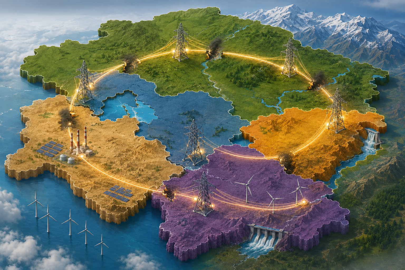 Image depicting energy grid issues in Central Asia