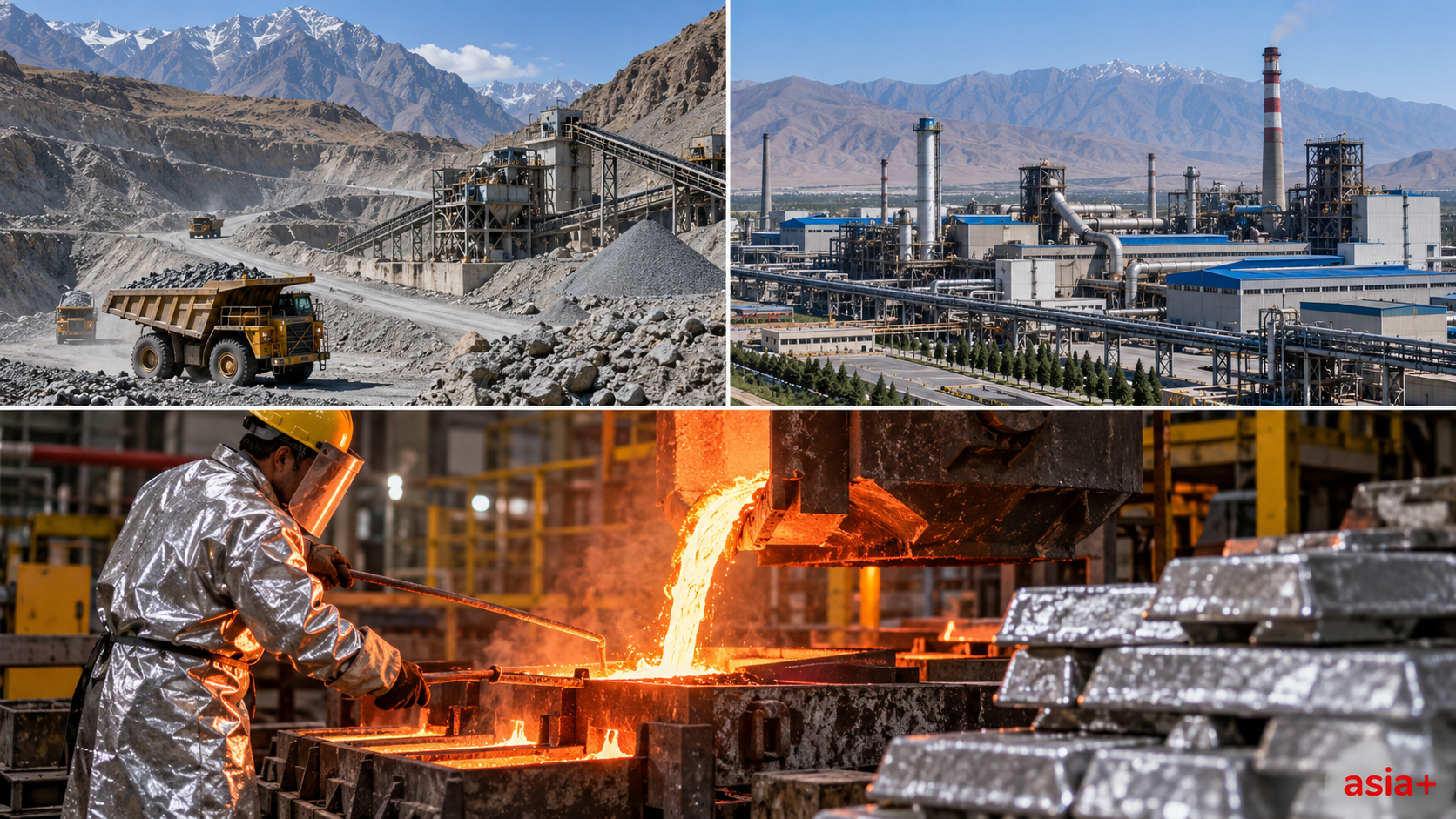 Illustrative collage of industrial processing