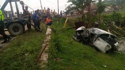 Site of the collision between the Argo Bromo Anggrek train and an Avanza in Grobogan