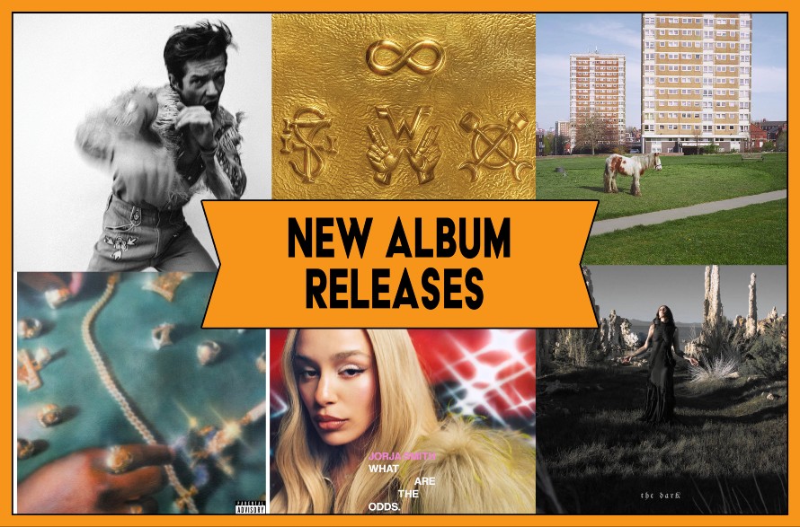 Album covers for new music releases including Weezer and Brandon Flowers