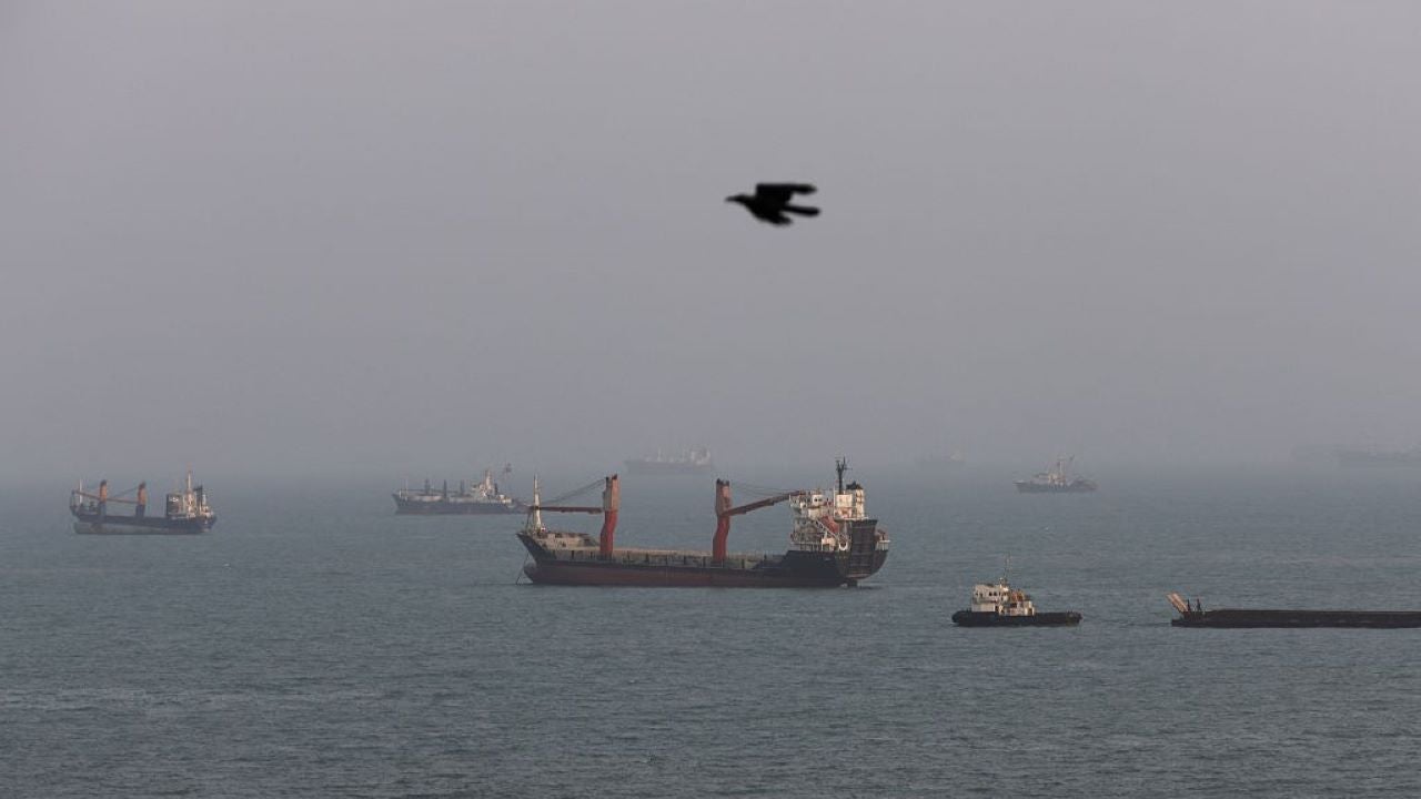 Oil tanker attack scene amid Strait of Hormuz tensions