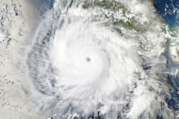 NASA satellite image of Hurricane Polo swirling over the Pacific