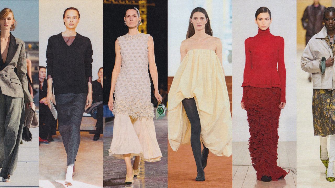 Trend board from Vogue's Fall 2026 coverage showing ladylike proportions and volume.