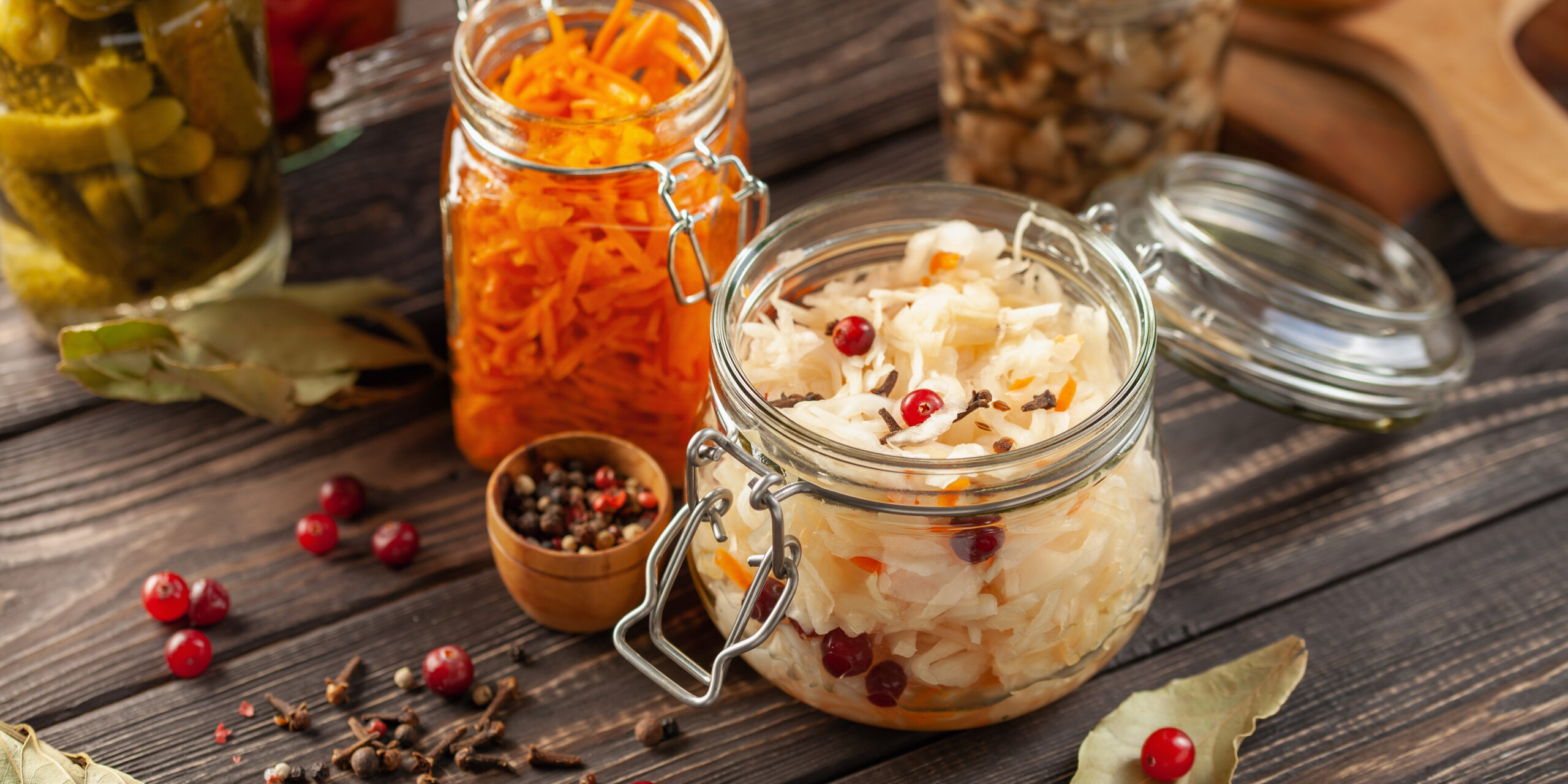 Illustration of fermented foods and gut health research