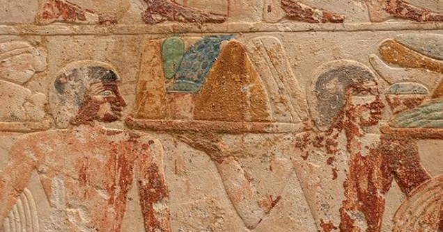 Colorful reliefs inside the newly discovered Fifth Dynasty tomb at Saqqara