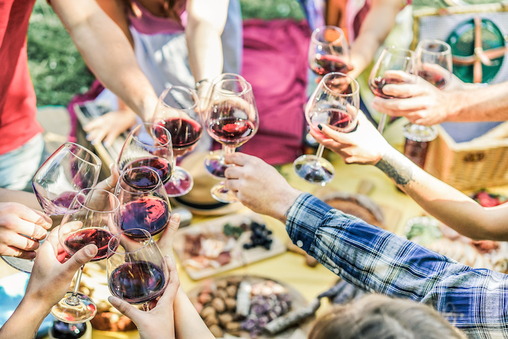 People toasting with red wine