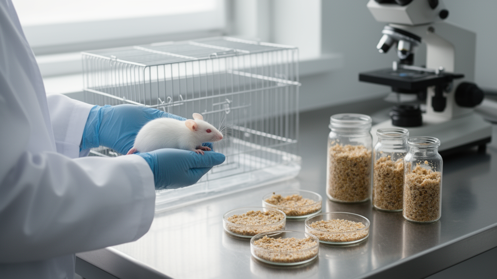 Diagram illustrating how different food matrices impact gut microbiota responses in mice