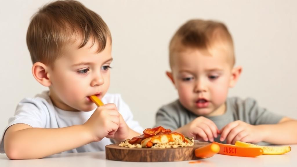 Illustration of children eating, highlighting distinct dietary behaviors in ASD