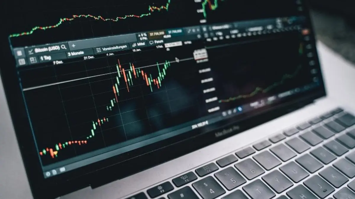 Stock market charts showing a downward trend