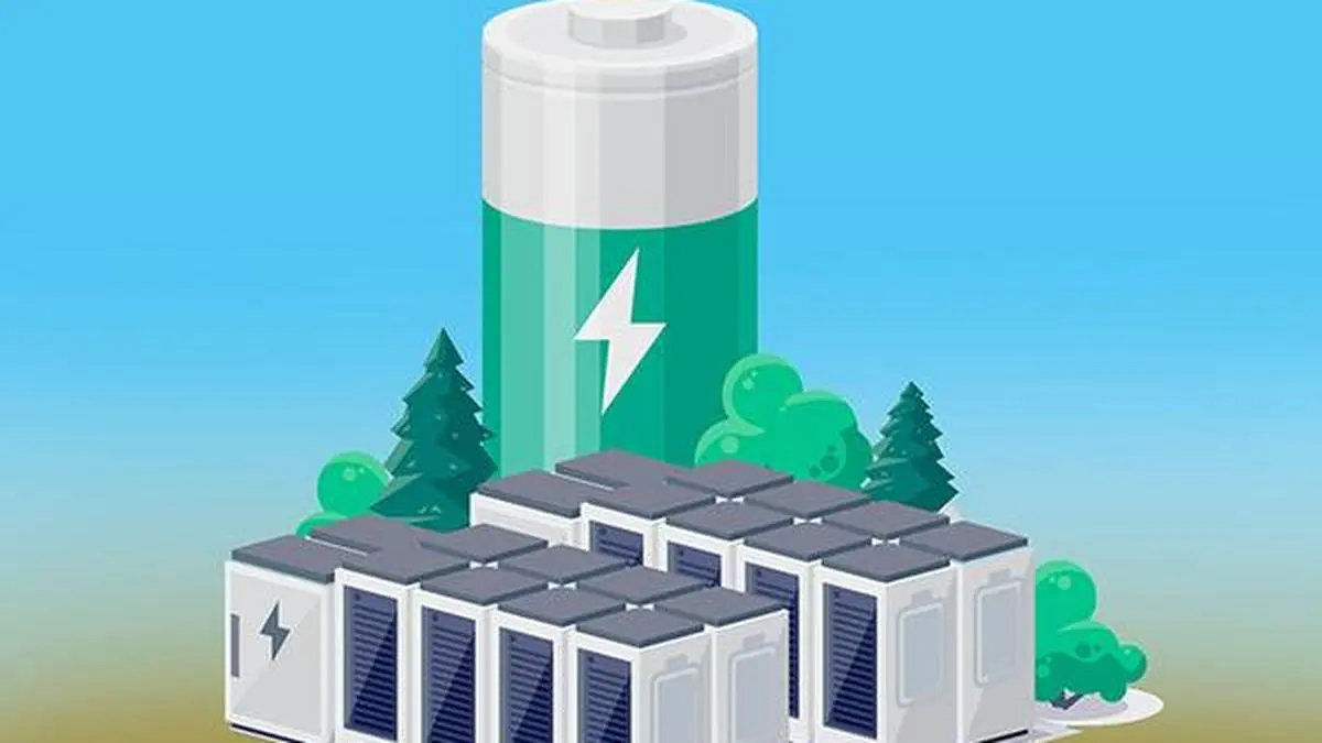 Illustration of clean technology and battery storage concepts