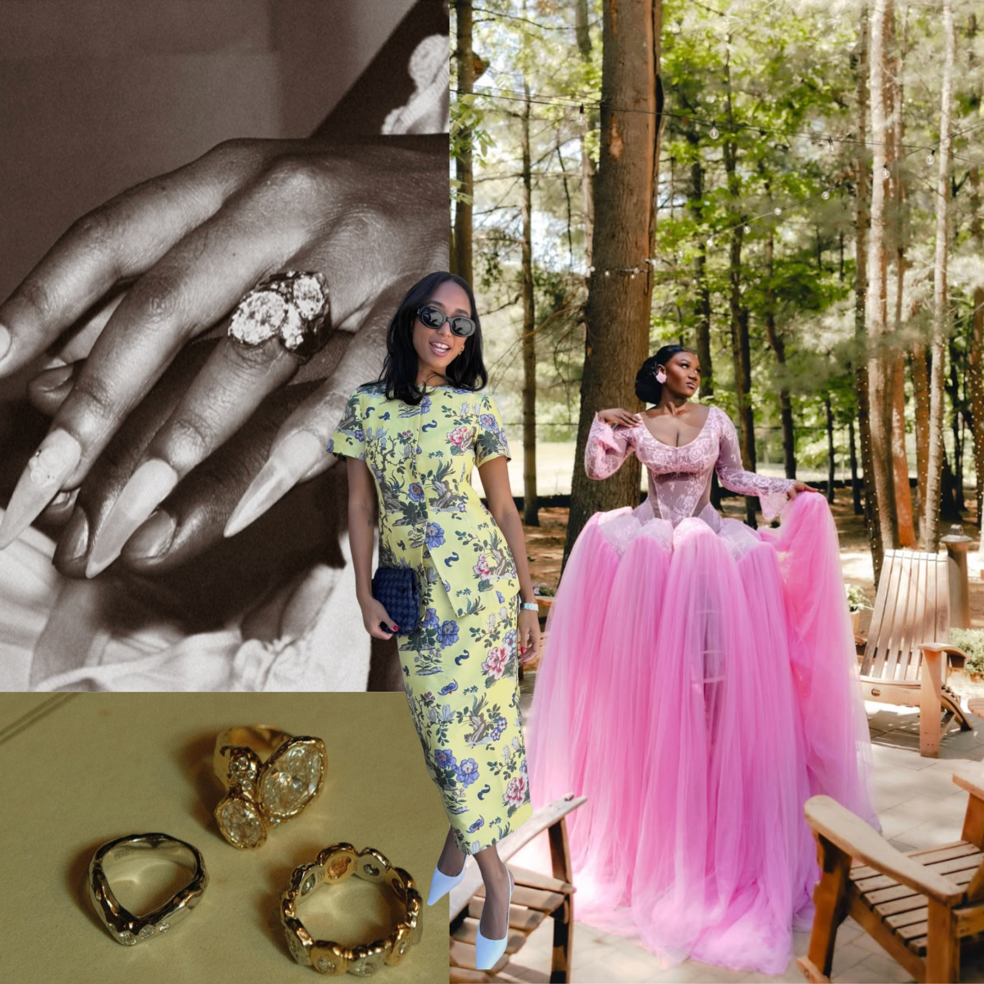 Design mockup featuring custom bridal styling elements