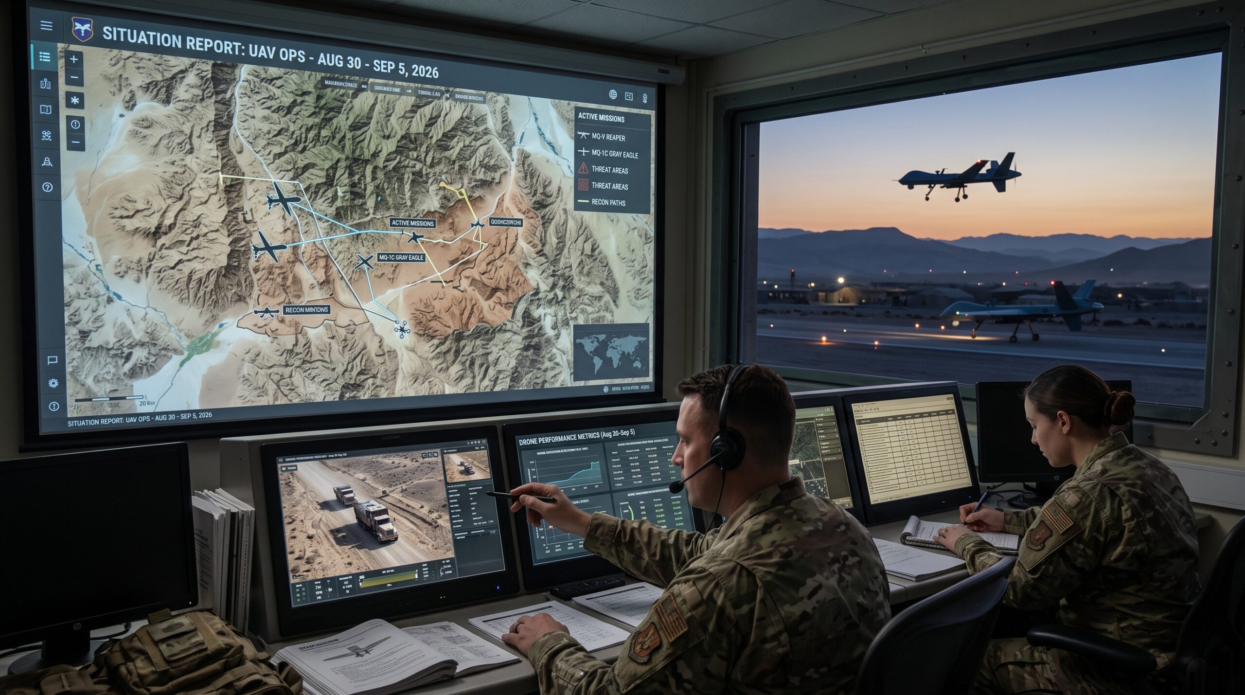 Image of a drone operations control room map