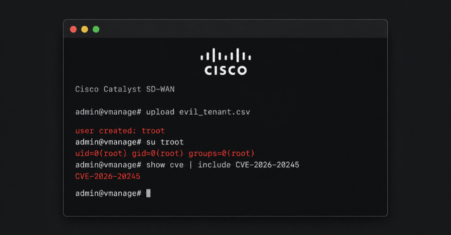 Cisco network infrastructure diagram related to SD-WAN vulnerabilities