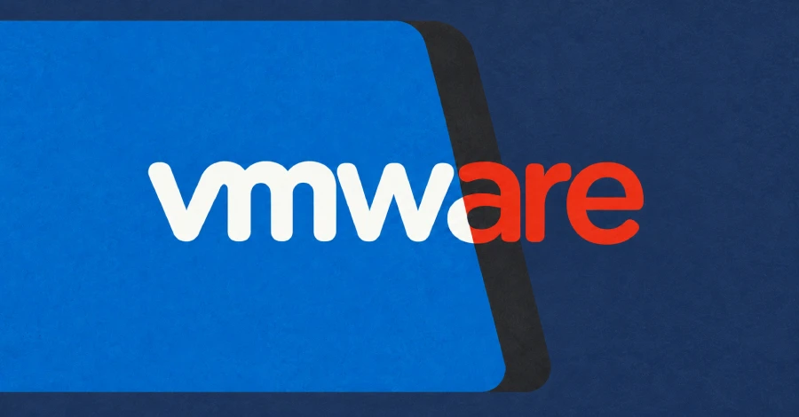 VMware logo on a server rack background