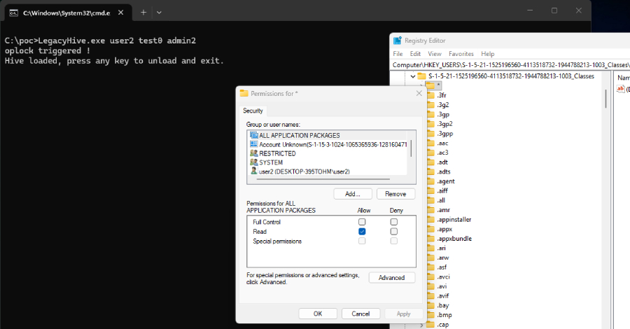 Windows privilege escalation vulnerability research