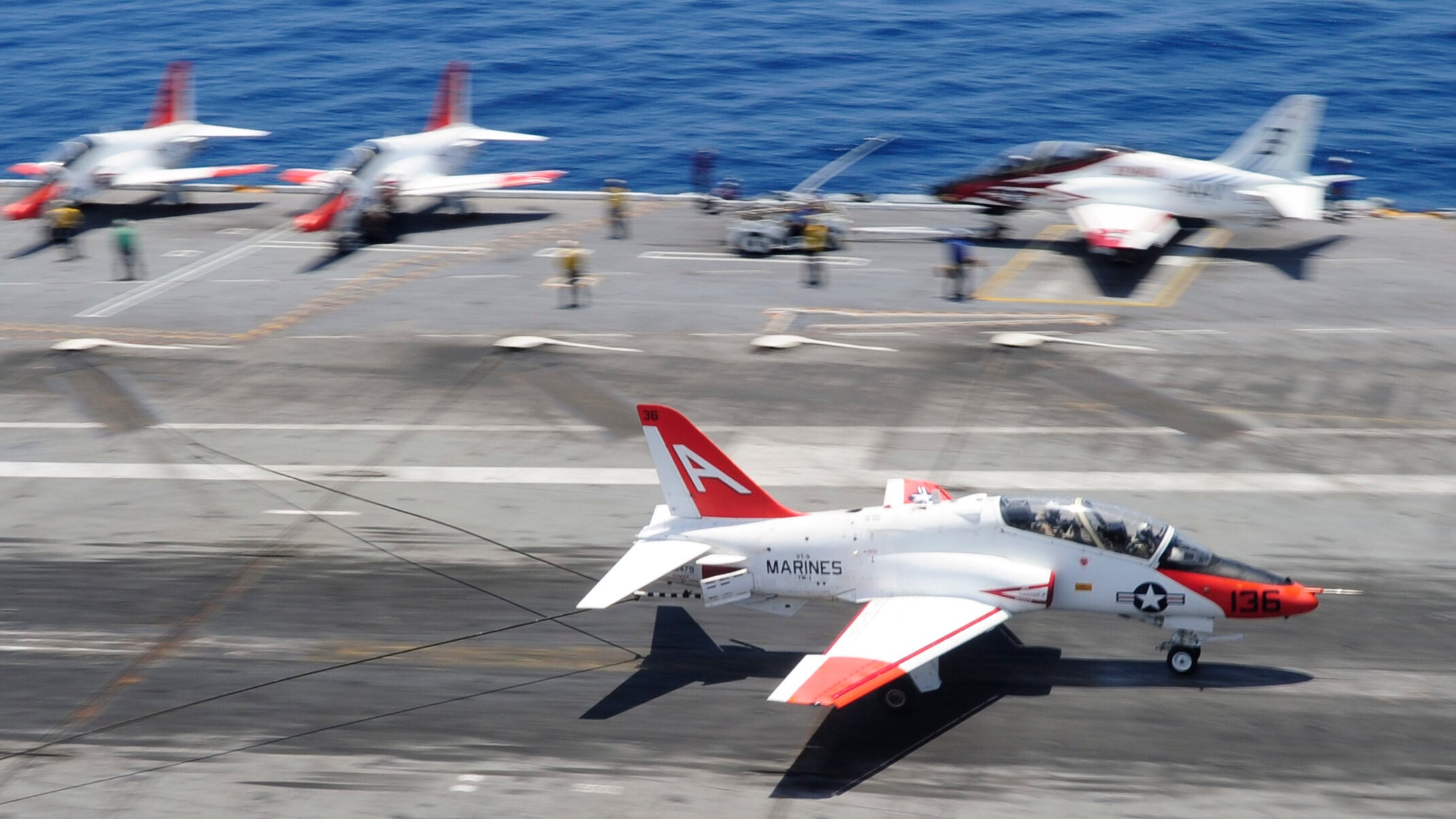U.S. Navy T-45 trainer landing — The UJTS race is now a three-way contest