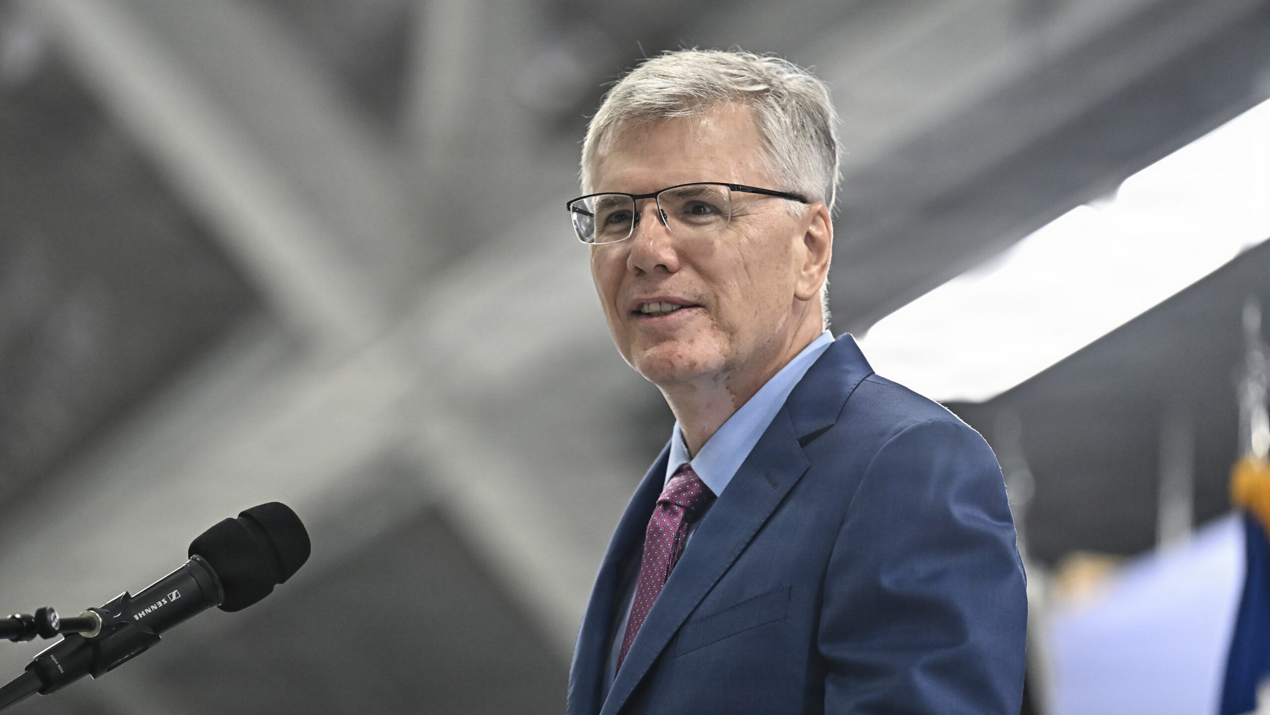 US Air Force Secretary Troy Meink speaking at a conference revealing on-orbit space control weapons