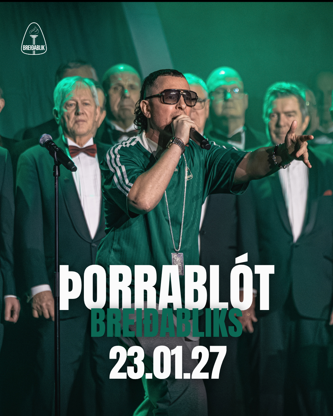 Promotional poster for Breiðablik's 2027 Þorrablót celebration with Viking-themed imagery