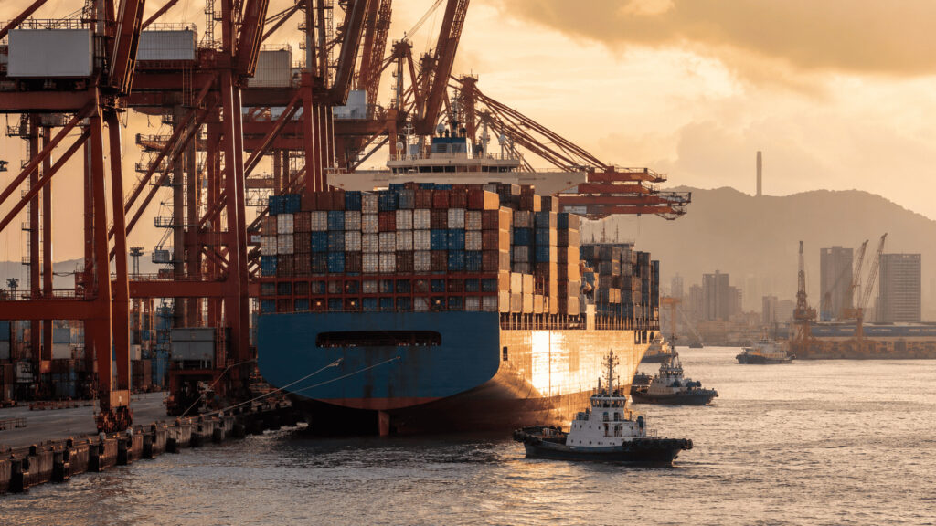 A container port with cranes, symbolizing China's outbound investment constraints
