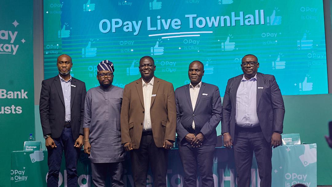 OPay executives addressing media at the Live Town Hall in Lagos
