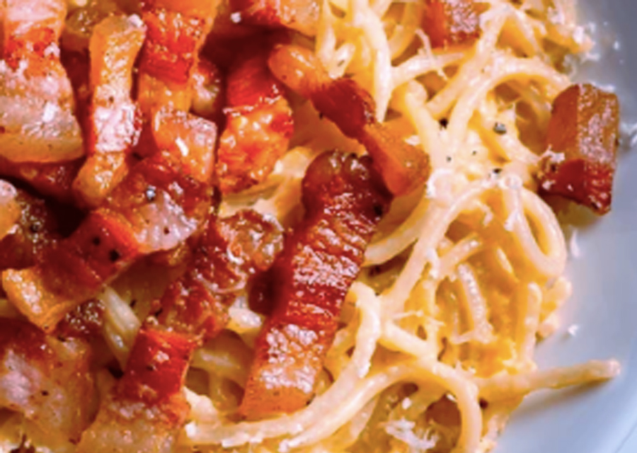 Carbonara Festival promotional graphic featuring Roman street food themes