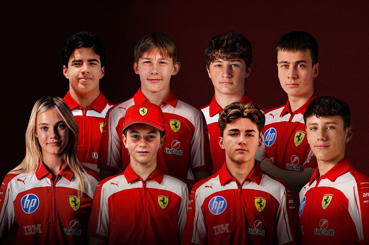 Ferrari Driver Academy logo and young talent representation.