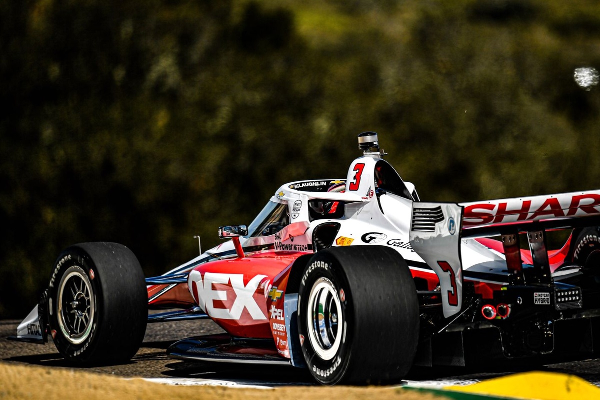 Scott McLaughlin celebrating victory at Laguna Seca