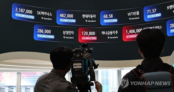 News report covering the decline in domestic stocks due to chip weakness