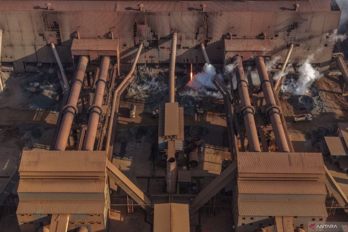 Aerial view of PT VDNI smelter area in Morosi, Konawe