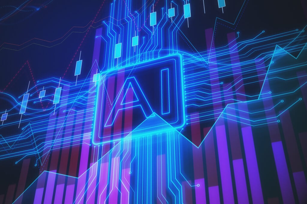 Creative AI background with forex chart