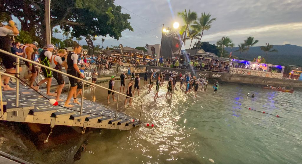 Kona beach and athletes preparing for 2026 Ironman World Championship