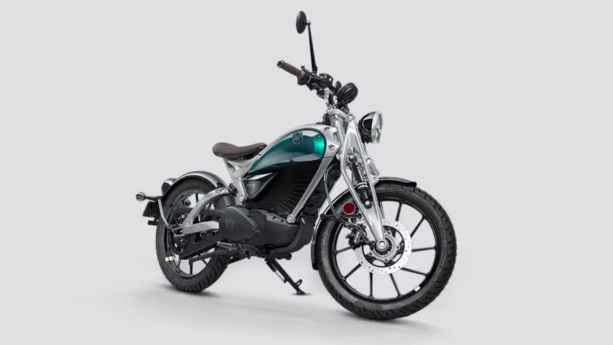 Royal Enfield Flying Flea C6 electric motorcycle parked on a street